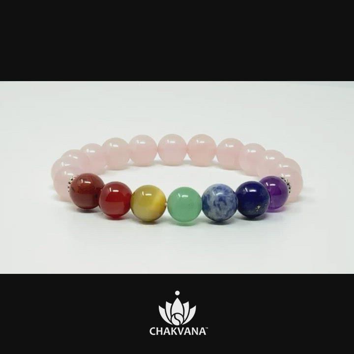 7 Chakras & Rose Quartz 8mm Gemstone Bead Bracelet – Chakvana.com