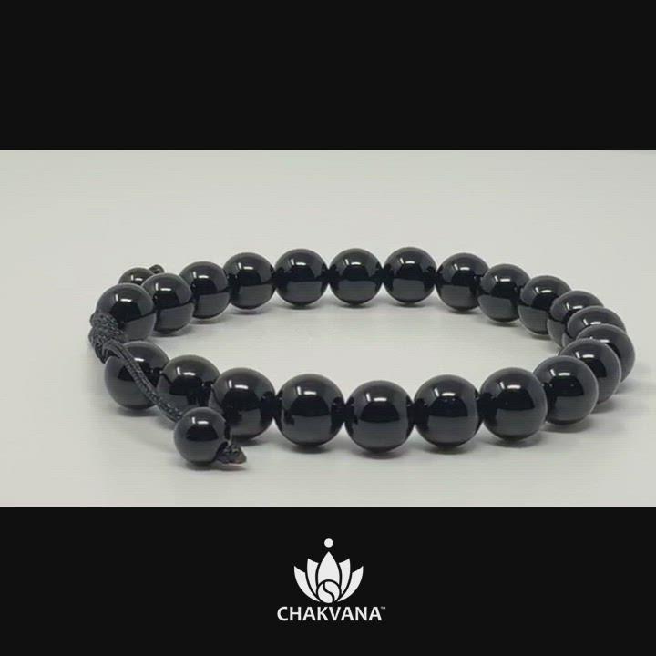 CHAKVANA 8mm Black Onyx Adjustable Macrame Gemstone Bead Bracelet – Chakvana.com