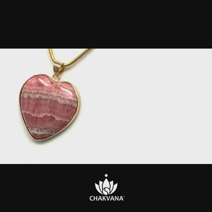 Video of CHAKVANA Rhodochrosite Heart Pendant Necklace