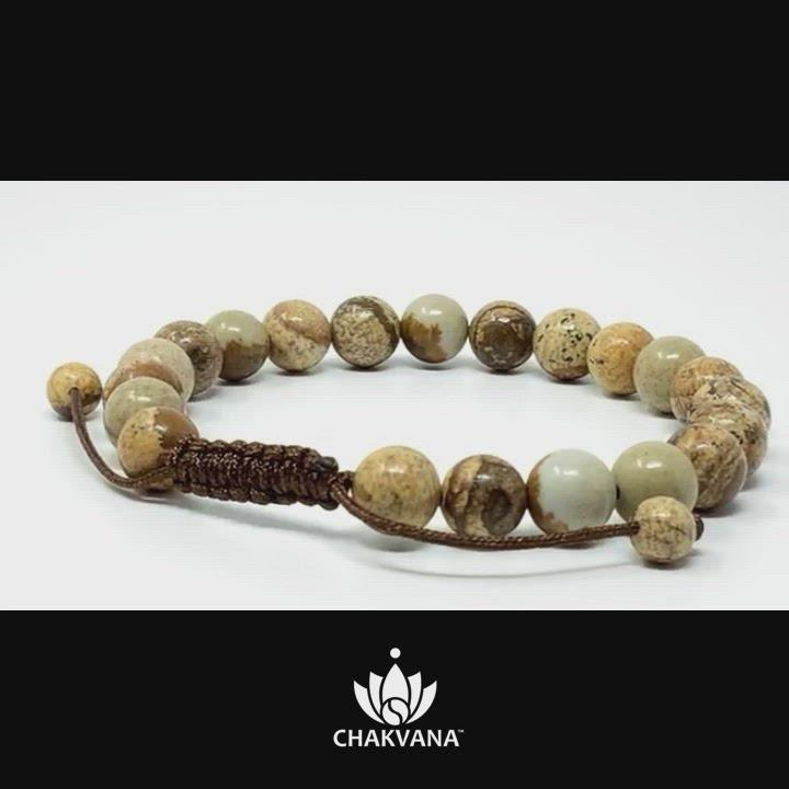 CHAKVANA 8mm Picture Jasper Adjustable Macrame Gemstone Bead Bracelet – Chakvana.com