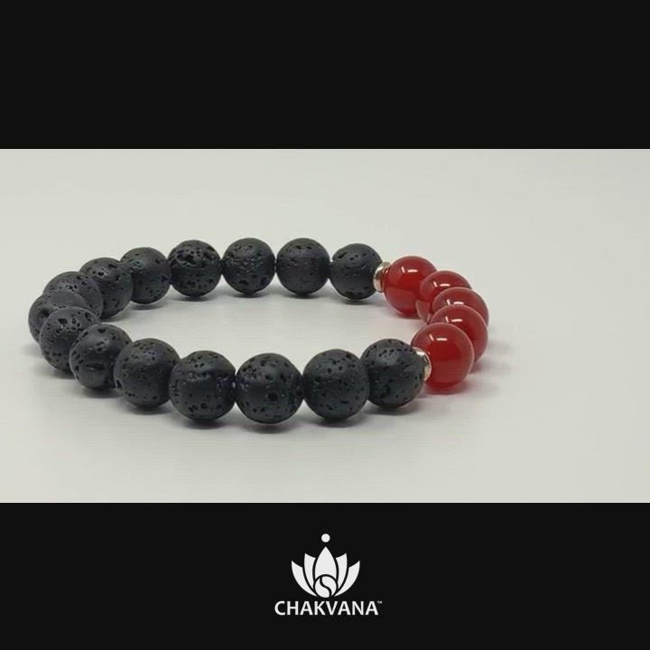 Video of Carnelian & Black Lava Stone 8mm Gemstone Bead Bracelet – Chakvana.com