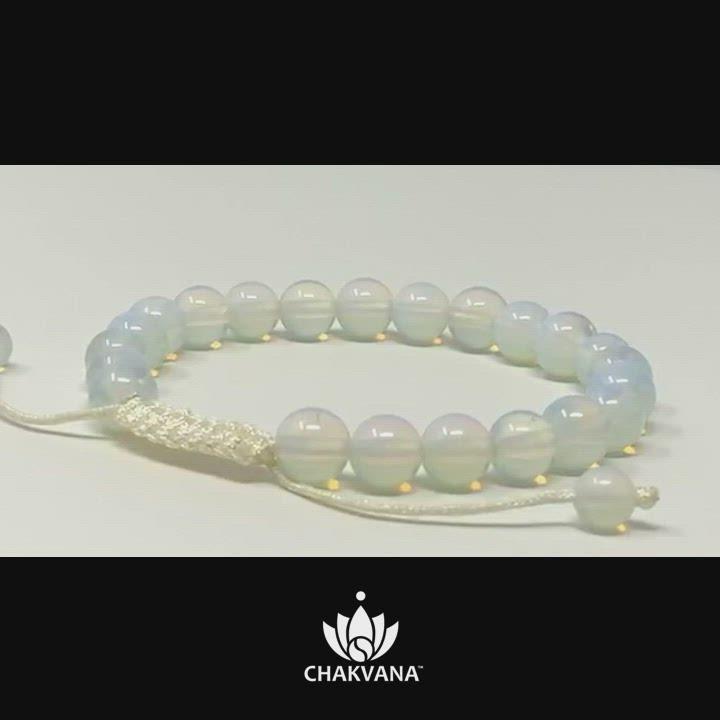 CHAKVANA 8mm White Opalite Adjustable Macrame Bead Bracelet – Chakvana.com