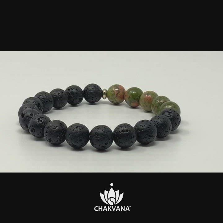 Unakite & Black Lava Stone 8mm Gemstone Bead Bracelet – Chakvana.com