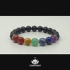Video of 7 Chakras Bracelet. 7 individual round genuine gemstone beads on the top of the bracelet represent each of the 7 major chakras. The remainder of the bracelet consists of round natural smooth black onyx gemstone beads.