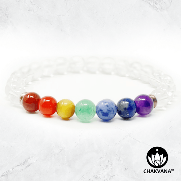 7 Chakras & Clear Quartz - 6mm Gemstone Bead Bracelet – Chakvana.com