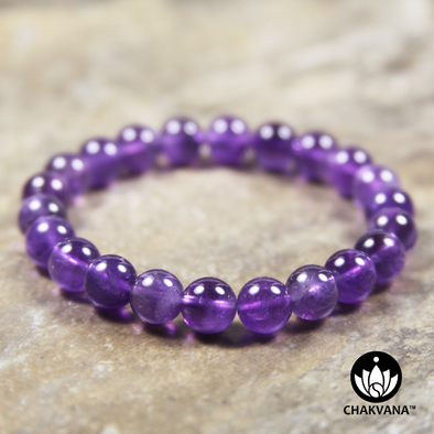 Amethyst 8mm Round Bead Bracelet