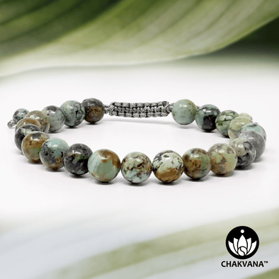 African Turquoise Jasper - 8mm Adjustable Macrame Gemstone Bead Bracelet – Chakvana.com