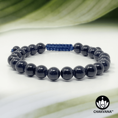 Blue Goldstone - 8mm Adjustable Macrame Gemstone Bead Bracelet – Chakvana.com