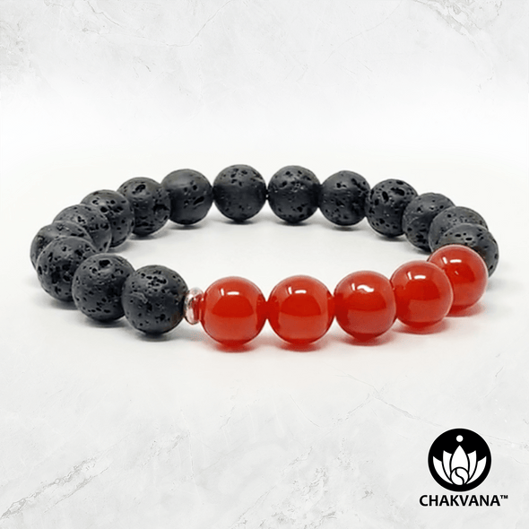 Carnelian & Black Lava Stone - 8mm Gemstone Bead Bracelet – Chakvana.com