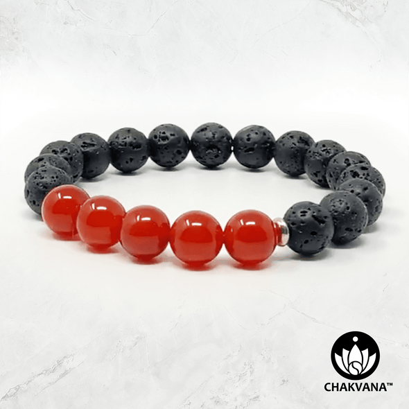 Carnelian & Black Lava Stone - 8mm Gemstone Bead Bracelet – Chakvana.com