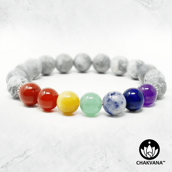 7 Chakras & Map Jasper - 8mm Gemstone Bead Bracelet – Chakvana.com