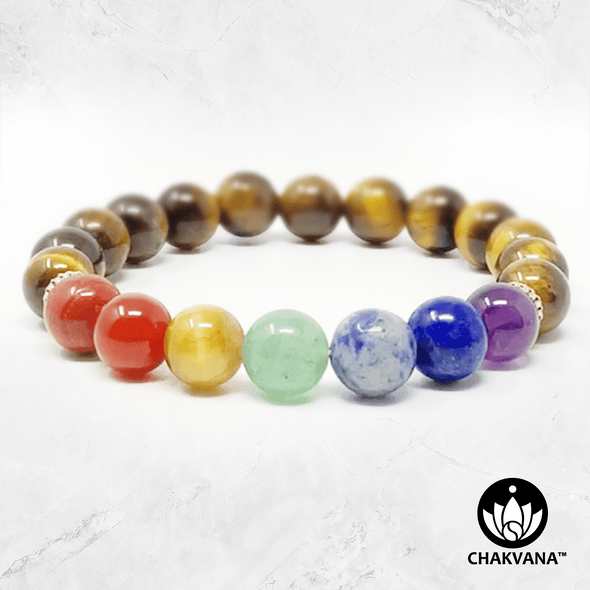 7 Chakras & Tiger's Eye - 8mm Gemstone Bead Bracelet – Chakvana.com