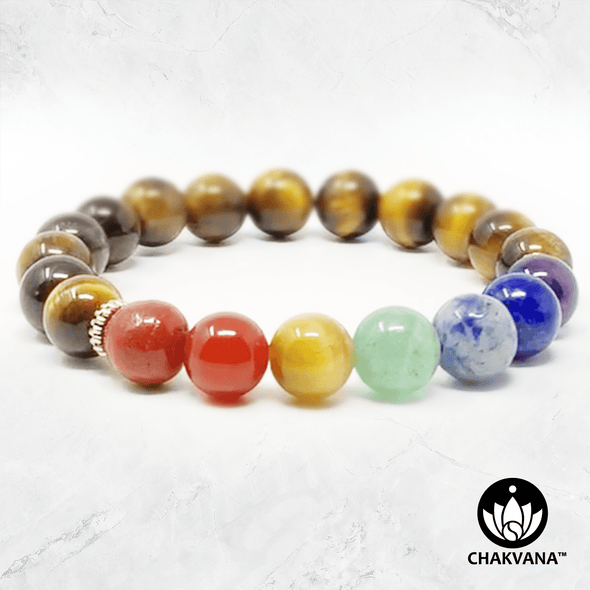 7 Chakras & Tiger's Eye - 8mm Gemstone Bead Bracelet – Chakvana.com