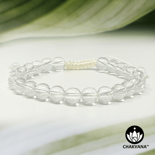 Clear Quartz - 8mm Adjustable Macrame Gemstone Bead Bracelet – Chakvana.com