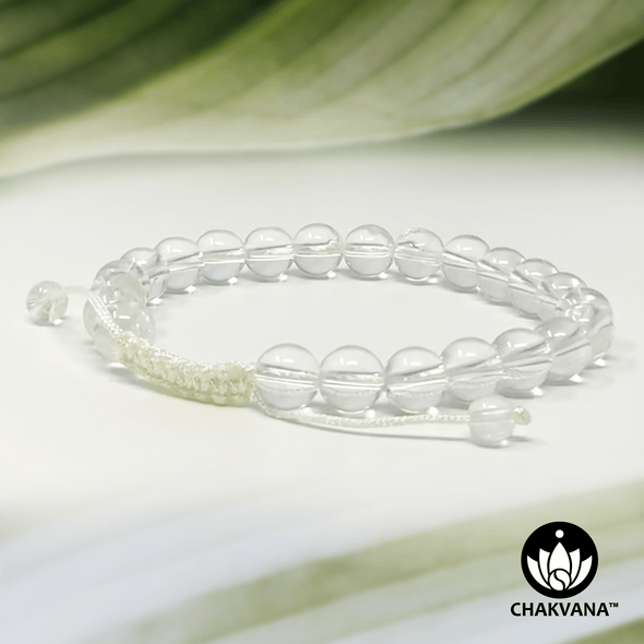 Clear Quartz - 8mm Adjustable Macrame Gemstone Bead Bracelet – Chakvana.com