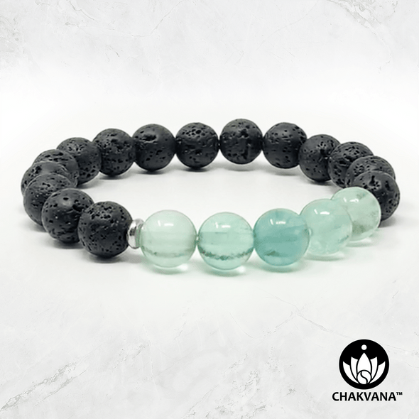 Green Fluorite & Black Lava Stone - 8mm Gemstone Bead Bracelet – Chakvana.com