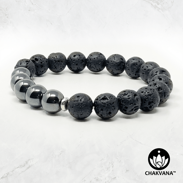 Hematite & Black Lava Stone - 8mm Gemstone Bead Bracelet – Chakvana.com