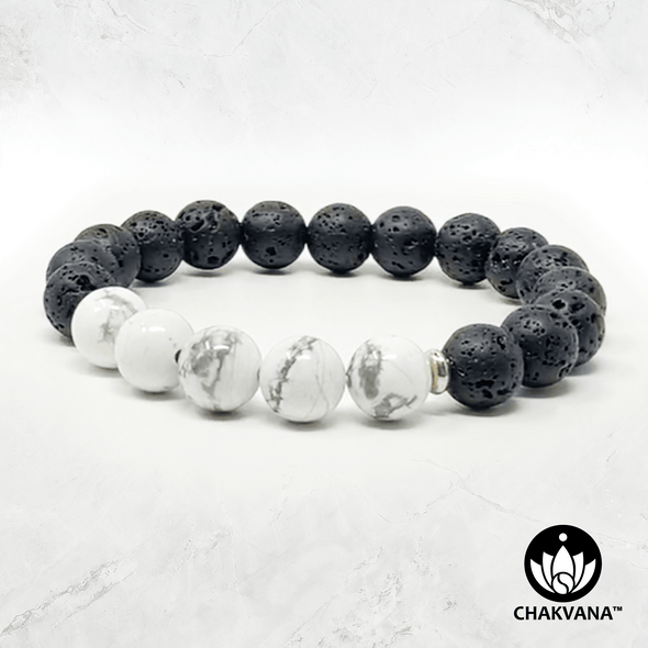 Howlite & Black Lava Stone - 8mm Gemstone Bead Bracelet – Chakvana.com