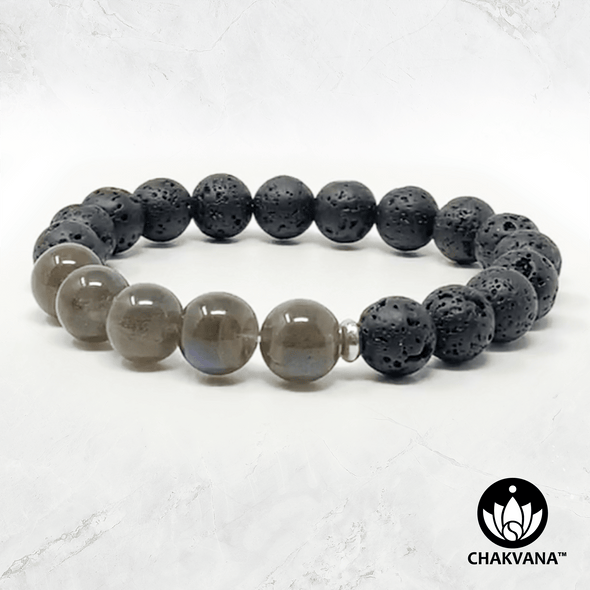 Labradorite & Black Lava Stone - 8mm Gemstone Bead Bracelet – Chakvana.com