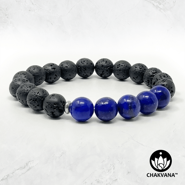 Lapis Lazuli & Black Lava Stone - 8mm Gemstone Bead Bracelet – Chakvana.com