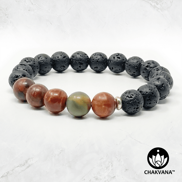 Picasso Jasper & Black Lava Stone - 8mm Gemstone Bead Bracelet – Chakvana.com