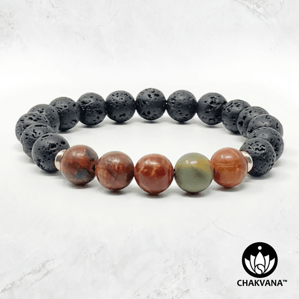 Picasso Jasper & Black Lava Stone - 8mm Gemstone Bead Bracelet – Chakvana.com