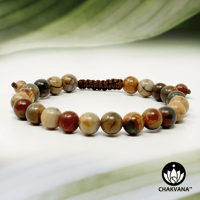 Picasso Jasper - 8mm Adjustable Macrame Gemstone Bead Bracelet – Chakvana.com