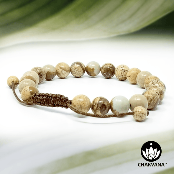 Picture Jasper - 8mm Adjustable Macrame Gemstone Bead Bracelet – Chakvana.com