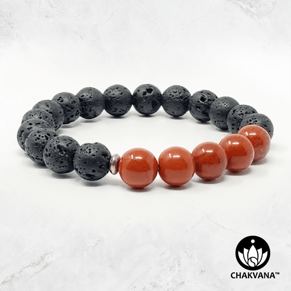 Red Jasper & Black Lava Stone - 8mm Gemstone Bead Bracelet – Chakvana.com
