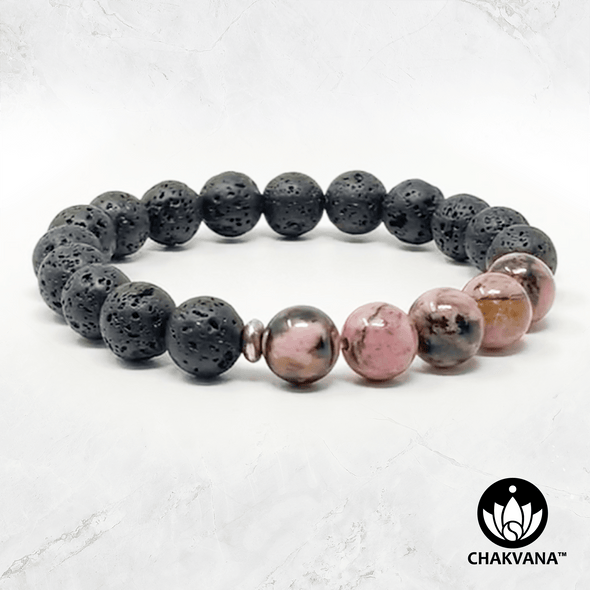 Rhodonite & Black Lava Stone - 8mm Gemstone Bead Bracelet – Chakvana.com