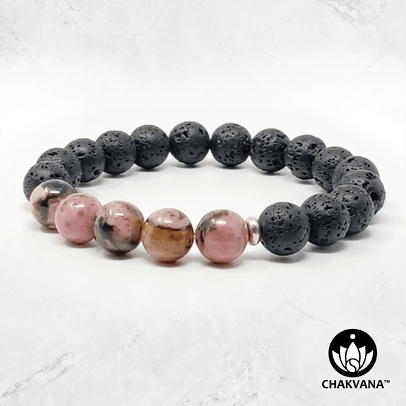 Rhodonite & Black Lava Stone - 8mm Gemstone Bead Bracelet – Chakvana.com