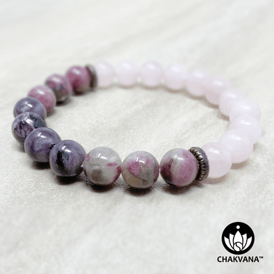 Charoite, Multicolor Tourmaline and Rose Quartz 8mm Gemstone Bead Bracelet – Chakvana.com