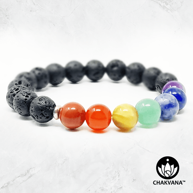 7 Chakras & Black Lava Stone - 8mm Gemstone Bead Bracelet – Chakvana.com