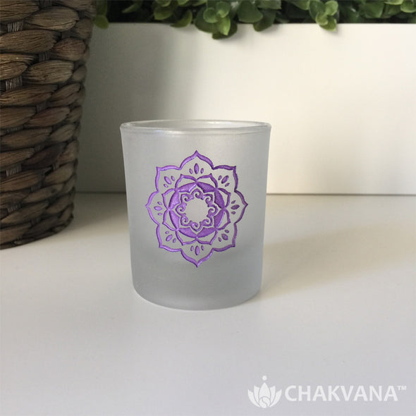 Frosted Glass Votive Candle Holder | Lotus