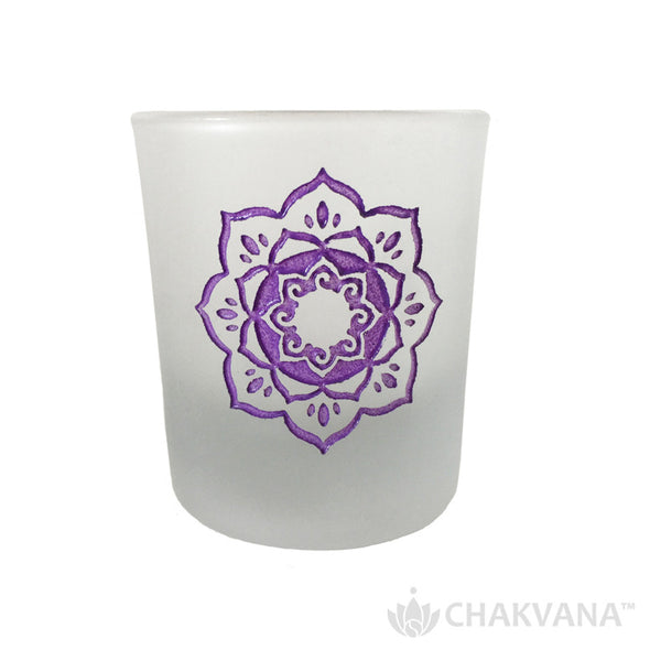 Frosted Glass Votive Candle Holder | Lotus