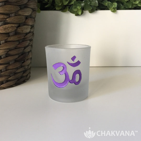Frosted Glass Votive Candle Holder | Om