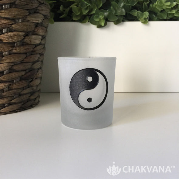 Frosted Glass Votive Candle Holder | Yin Yang