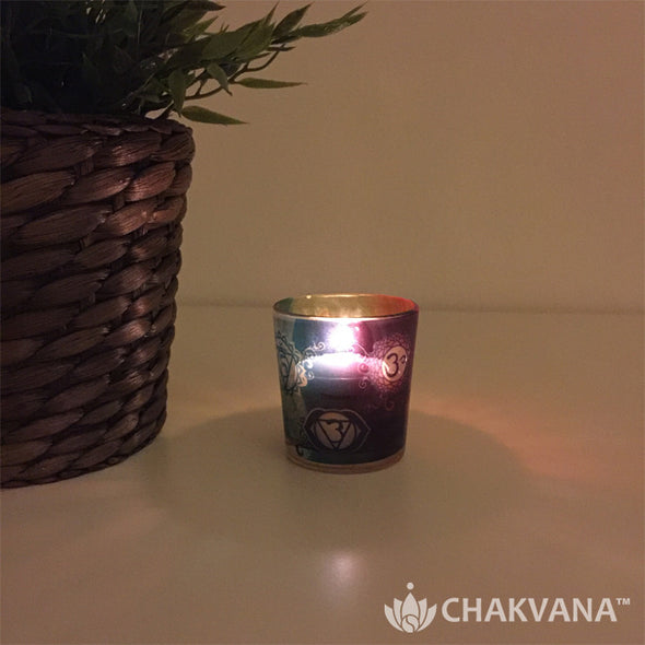 Glass Votive Candle Holder | 7 Chakras