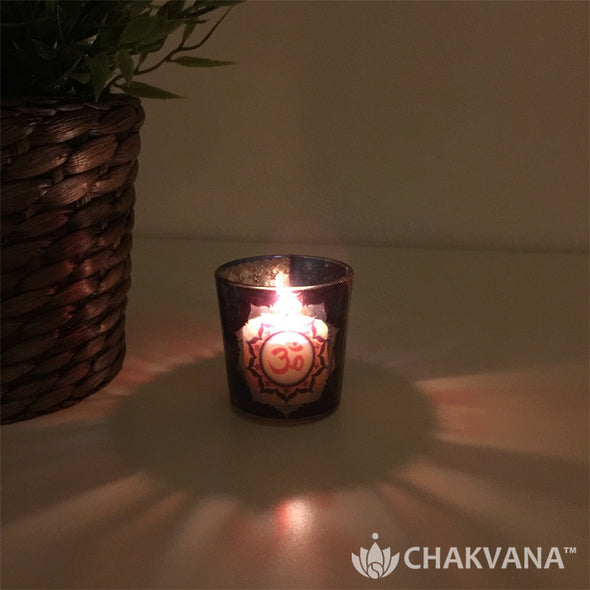 Glass Votive Candle Holder | Om-Lotus