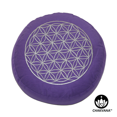 Meditation Cushion - Flower of Life (Purple & Silver)