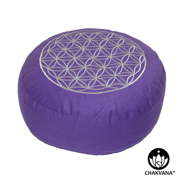 Meditation Cushion - Flower of Life (Purple & Silver)