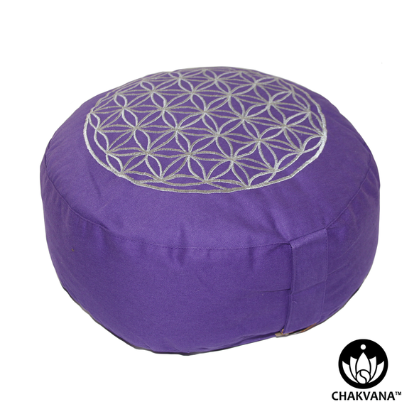 Meditation Cushion - Flower of Life (Purple & Silver)