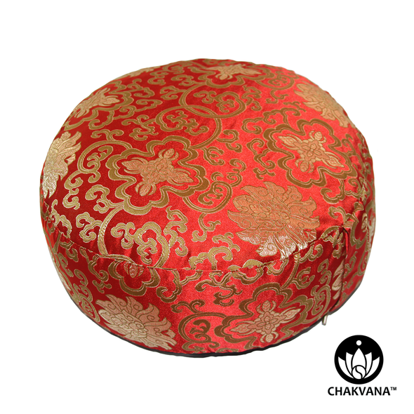 Meditation Cushion - Red and Gold Lotus