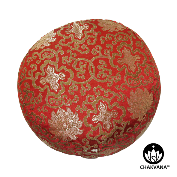Meditation Cushion - Red and Gold Lotus