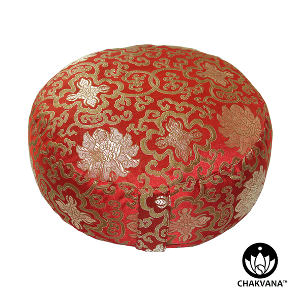 Meditation Cushion - Red and Gold Lotus