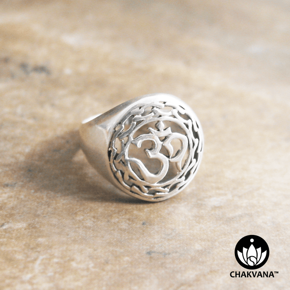 Om Diecut Sterling Silver Ring (Size 7)