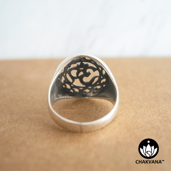 Om Diecut Sterling Silver Ring (Size 7)
