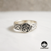 Om Symbol Ring with Celtic Design. Sterling Silver metal. www.chakvana.com