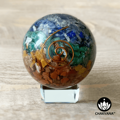 Chakra Orgone Sphere – 7 Chakras Orgonite Crystal