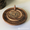 Round Wood Incense Burner | Om Symbol